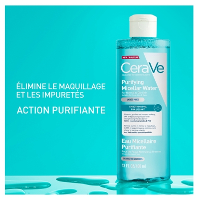 CeraVe Eau Micellaire Purifiante Peaux Normales à Grasses 400 ml