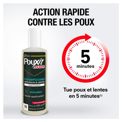 Pouxit Flash Anti-Poux et Lentes Shampoing 5 minutes 100 ml