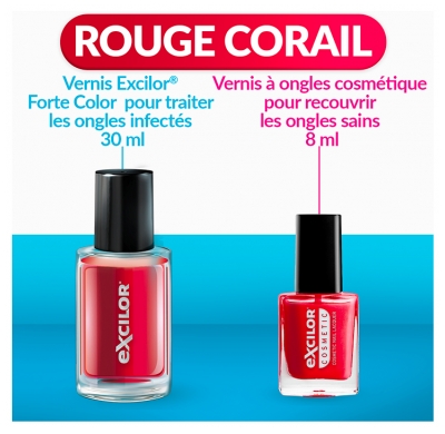 Excilor Forte Traitement Mycose de l'Ongle Coloré + Vernis Classique Coloré Avec Pinceau Applicateur 30 ml