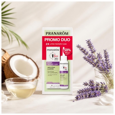 Pranarôm Aromapoux Lotion Traitante Flash 5 Minutes Anti-Poux & Lentes Lot de 2 x 100 ml