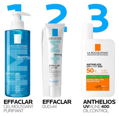 La Roche-Posay Effaclar Gel Moussant Purifiant Peaux Grasses à Tendance Acnéique Lot de 2 x 400 ml