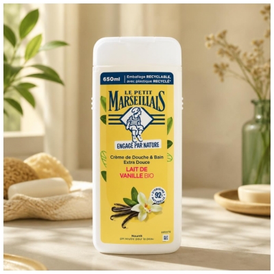 Le Petit Marseillais Crème de Bain & Douche Extra Douce Lait de Vanille Bio 650 ml