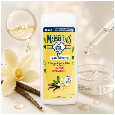 Le Petit Marseillais Crème de Bain & Douche Extra Douce Lait de Vanille Bio 650 ml