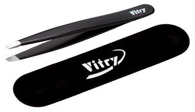 Vitry Pince à Épiler Professionnelle Mors Biais Inox 9 cm - Couleur : Noir