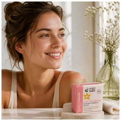MKL Green Nature Fleur d'Oranger Lait d'Ânesse Savon Surgras Éclat Visage et Corps 100 g