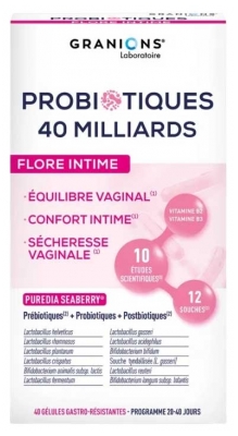 Granions Probiotiques 40 Milliards Flore Intime 14 Gélules Gastro-Résistantes
