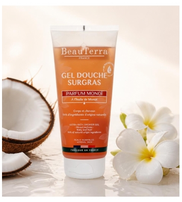 BeauTerra Gel Douche Surgras 2en1 Parfum Monoï 200 ml