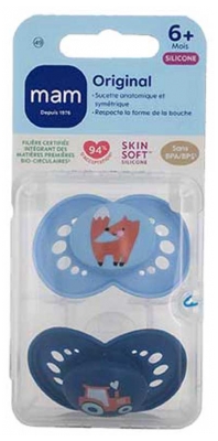 MAM Sucette Original 6+ Mois - Silicone X2 - Modèle : Renard et Tracteur