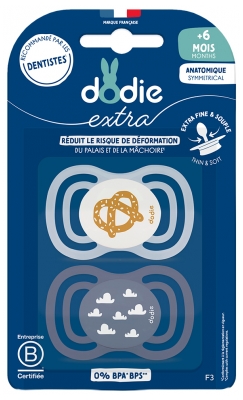 Dodie Extra 2 Sucettes Anatomiques Symmetrical + 6 MOIS 