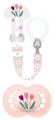 MAM Sucette Original Nature Dès 18 Mois avec Attache-Sucette - Couleur : Rose Fleurs