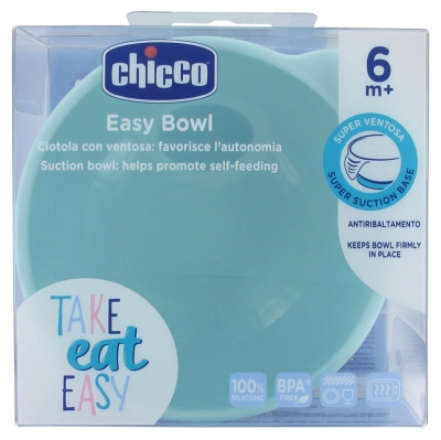 Chicco Bol en Silicone Avec Ventouse - Rose - 6M+ - Couleur : Vert d'eau