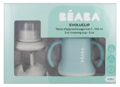 Béaba Evoluclip Tasse d'Apprentissage 3 en 1 Dès 4 Mois - Couleur : Bleu