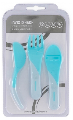 Twistshake Couverts d'Apprentissage Dès 6 Mois - Couleur : Bleu Pastel