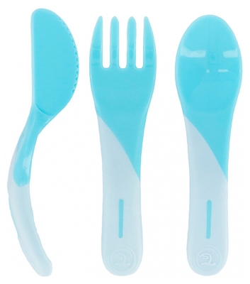 Twistshake Couverts d'Apprentissage Dès 6 Mois - Couleur : Bleu Pastel