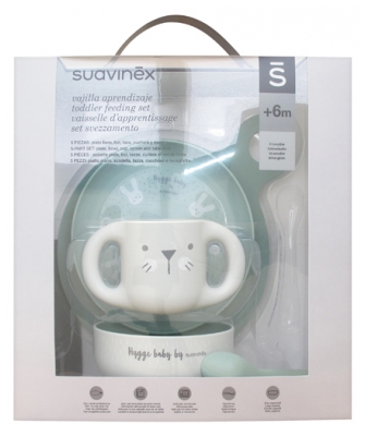 Suavinex Vaisselle d'Apprentissage 6 M+ - Modèle : Vert pastel et beige