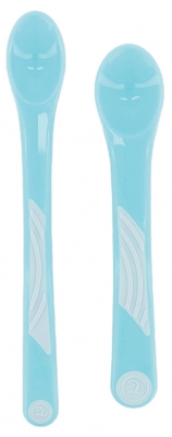 Twistshake 2 Cuillères d'Alimentation Droites Dès 4 Mois - Couleur : Bleu Pastel
