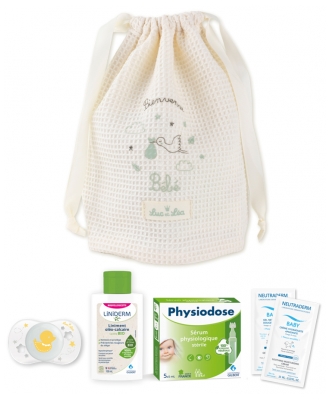 Luc et Léa Pochette Naissance en Tissu Nid d'Abeille