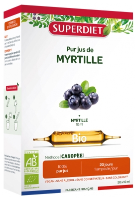Superdiet Myrtille Bio 20 Ampoules de 10 ml