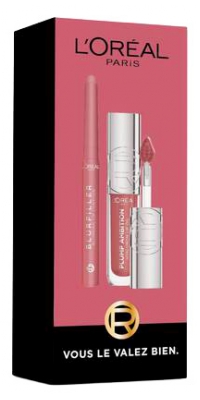 L'Oréal Paris Lip Kit Duo Plump Ambition Huile à Lèvres Repulpante 5 ml & Blurfiller Crayon à Lèvres 1 g - Teinte : 601 Worth It