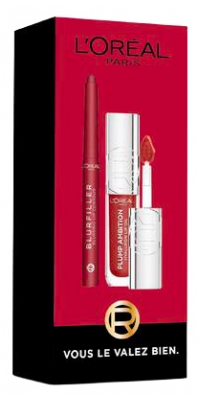 L'Oréal Paris Lip Kit Duo Plump Ambition Huile à Lèvres Repulpante 5 ml & Blurfiller Crayon à Lèvres 1 g