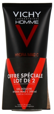 Vichy Homme Hydra Mag C Gel Douche Cors et Cheveux Hydratant Duo 2 x 200 ml 