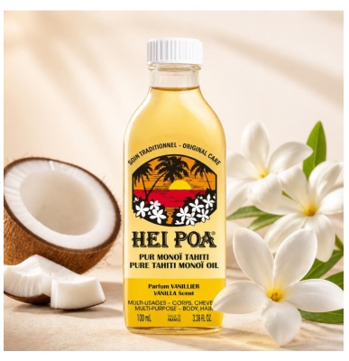 Hei Poa Pur Monoï Tahiti Hydratant Nourrissant - Parfum Vanillier 100 ml