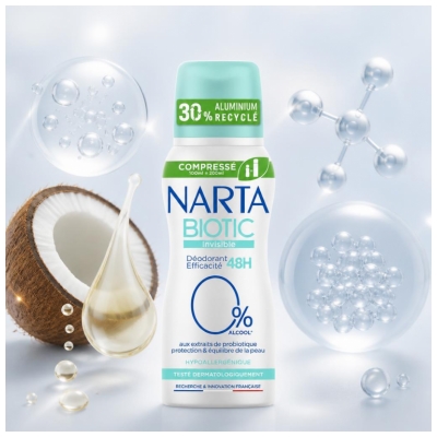 Narta Biotic Déodorant Invisible 48 Heures Spray 100 ML
