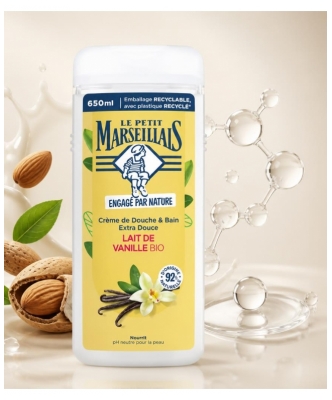 Le Petit Marseillais Crème de Douche Extra Douce Lait 650 ml