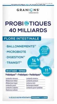 Granions Probiotiques 40 Milliards Flore Intestinale 40 Gélules Gastro-Résistantes