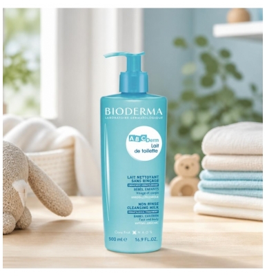 Bioderma Abcderm Lait de Toilette Nettoyant Visage et Corps Bébé 500 ml