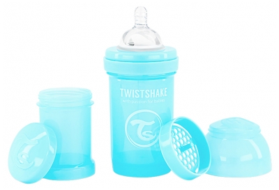Twistshake Biberon Anti-Colique Dès la Naissance 180 ml - Couleur : Bleu Pastel