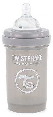 Twistshake Biberon Anti-Colique Dès la Naissance 180 ml - Couleur : Gris Pastel