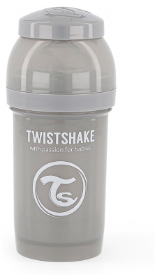 Twistshake Biberon Anti-Colique Dès la Naissance 180 ml - Couleur : Gris Pastel