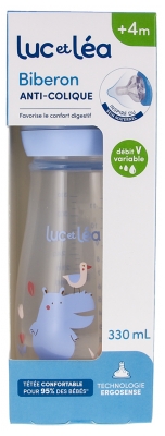 Luc et Léa Ergosense Biberon Anti-Colique Débit Variable 330 ml Dès 4 Mois