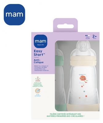 MAM 2 Biberons Easy Start Débit 2 260 ml Dès 2 Mois