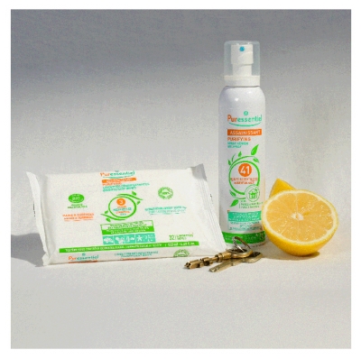 Puressentiel Lingettes Désinfectantes Mains & Surfaces Aux 3 HE - 32 Lingettes