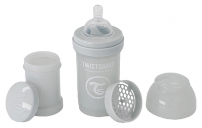 Twistshake Biberon Anti-Colique Dès la Naissance Édition Limitée 180 ml - Couleur : Gris Clair