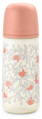 Suavinex Birdies Biberon Tétine Symétrique L Débit Rapide 360 ml Dès 6 Mois - Couleur : Rose