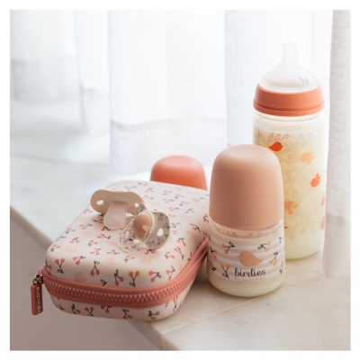 Suavinex Birdies Biberon Tétine Symétrique L Débit Rapide 360 ml Dès 6 Mois - Couleur : Rose