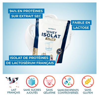 Nutri&Co Whey Isolat Native 900 Grammes - Goût : Sans arôme