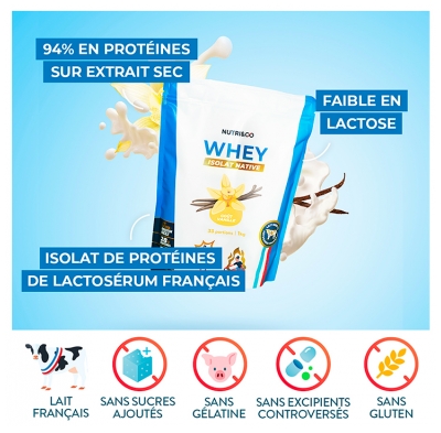 Nutri&Co Whey Isolat Native 900 Grammes - Goût : Vanille