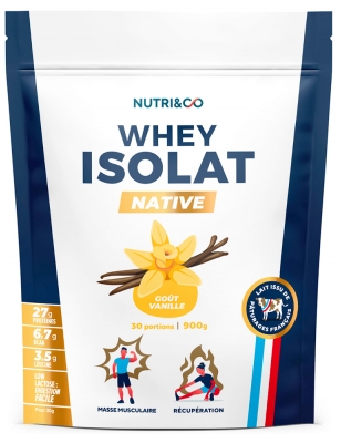Nutri&Co Whey Isolat Native 900 Grammes - Goût : Vanille