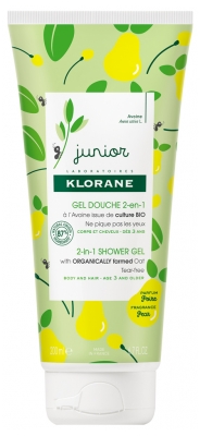 Klorane Avoine Junior - Gel Douche 2-en-1 à l'Bio - Framboise - Corps et Cheveux - Enfant 200 ml