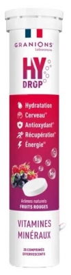 Granions HyDrop Hydratation Vitamines Minéraux 20 Comprimés Effervescents - Goût : Fruits Rouges
