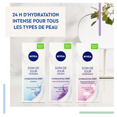 Nivea Crème Visage Jour Apaisant Hydratation 24H Peaux Sensibles SPF15 50 ml