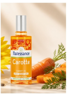 Natessance Huile Bonne Mine Carotte Visage et Cou Bio 50 ml