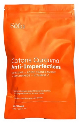 Séfia Cotons Curcuma Anti-Imperfections Tous Types de Peaux Recharge 30 Cotons
