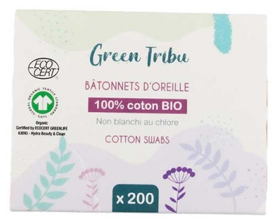 Green Tribu Bâtonnets d'Oreille 200 Cotons-Tiges