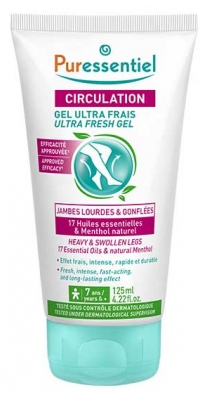 Puressentiel Circulation Gel Ultra Frais aux 17 Huiles Essentielles Jambes Lourdes et Gonflées 125 ml