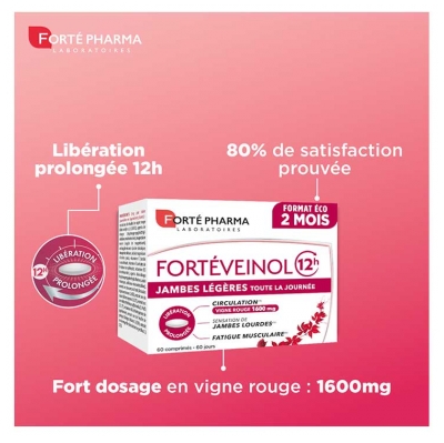 Forté Pharma Fortéveinol 12H - 60 Comprimés à Libération Prolongée